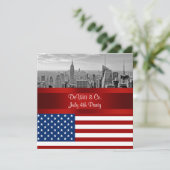 NYC Skyline USA Vlag Rood Wit Blauw Feest Kaart (Staand voorkant)