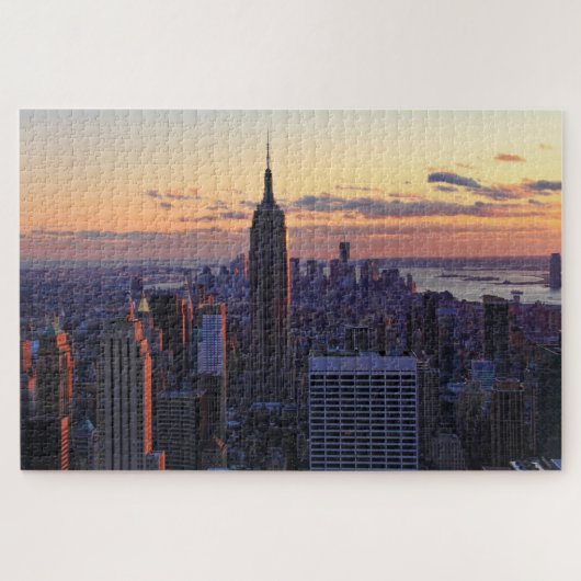 NYC Skyline vlak voor zonsondergang Legpuzzel (Horizontaal)