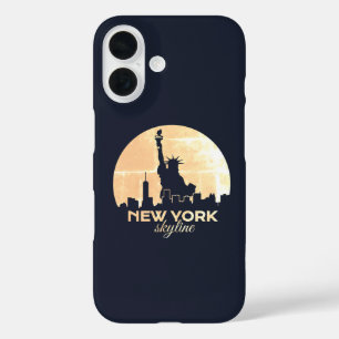 NYC Skyline Vrijheidsbeeld Silhouet iPhone 16 Hoesje