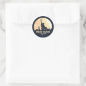 NYC Skyline Vrijheidsbeeld Silhouet Ronde Sticker (Tas)