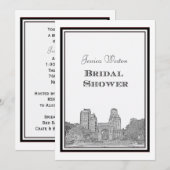 NYC Skyline Washington Sq Etched DIY Bridal Showr Kaart (Voorkant / Achterkant)