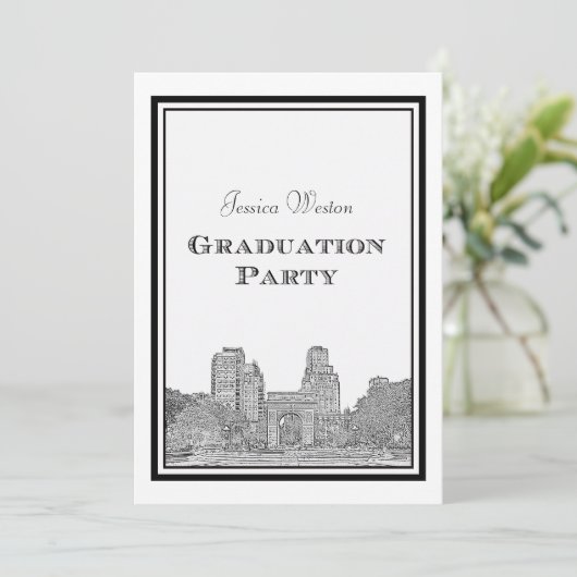 NYC Skyline Washington Sq geëtst DIY Afstuderen Kaart (Staand voorkant)