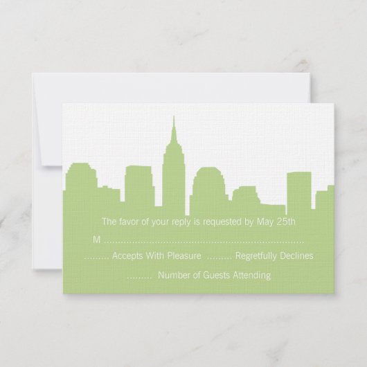 NYC Skyline Wedding RSVP-kaarten RSVP Kaartje (Voorkant)
