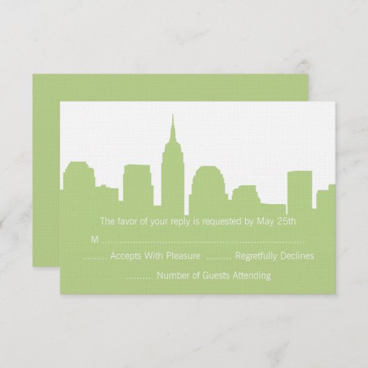 NYC Skyline Wedding RSVP-kaarten RSVP Kaartje (Voorkant / Achterkant)