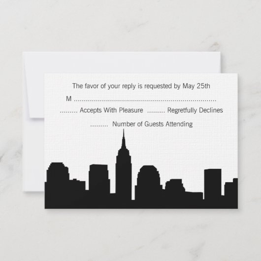 NYC Skyline Wedding RSVP-kaarten RSVP Kaartje (Voorkant)