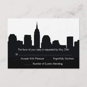NYC Skyline Wedding RSVP-kaarten RSVP Kaartje