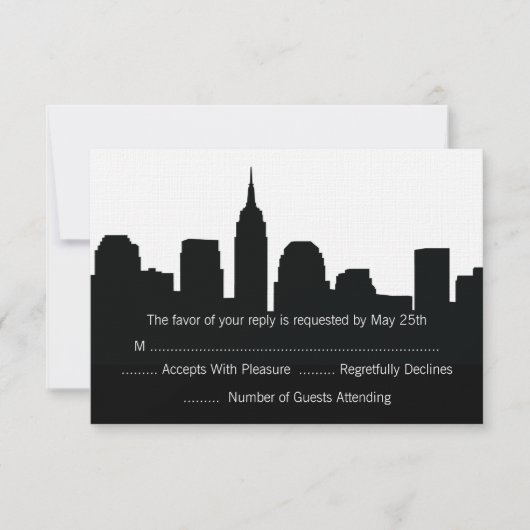 NYC Skyline Wedding RSVP-kaarten RSVP Kaartje (Voorkant)