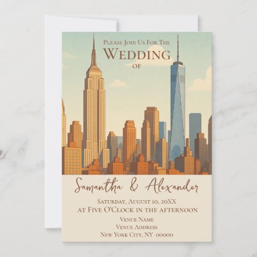 NYC Skyline Wedding stadsgezicht Kaart (Voorkant)