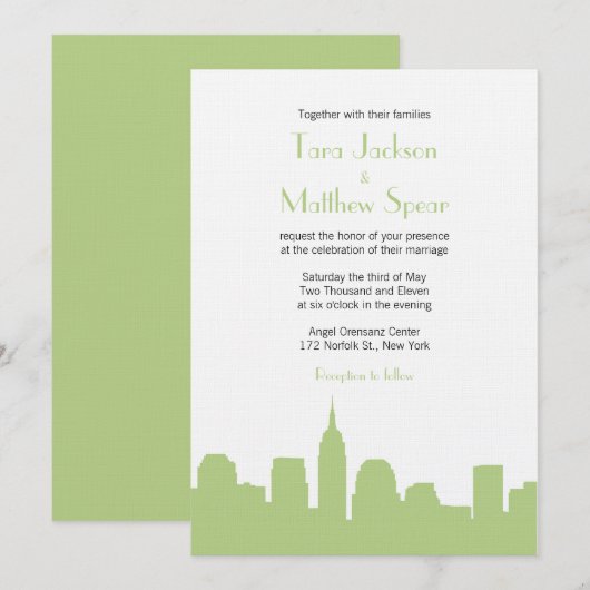 NYC Skyline Wedding Uitnodiging (Voorkant / Achterkant)
