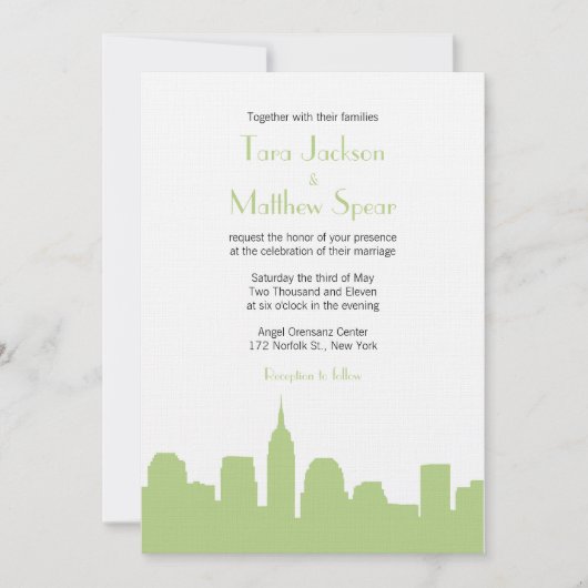 NYC Skyline Wedding Uitnodiging (Voorkant)