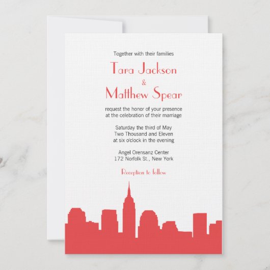 NYC Skyline Wedding Uitnodiging (Voorkant)