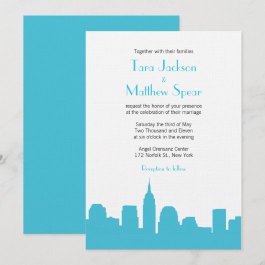 NYC Skyline Wedding Uitnodiging (Voorkant / Achterkant)