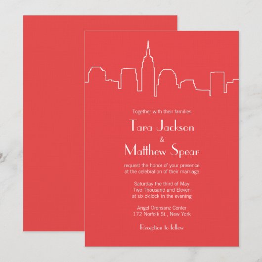 NYC Skyline Wedding Uitnodiging (Voorkant / Achterkant)