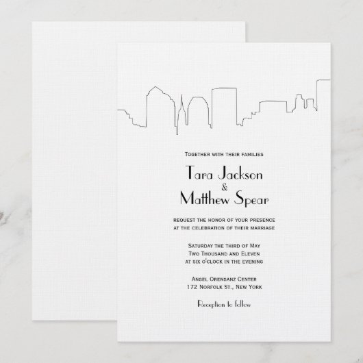 NYC Skyline Wedding Uitnodiging (Voorkant / Achterkant)