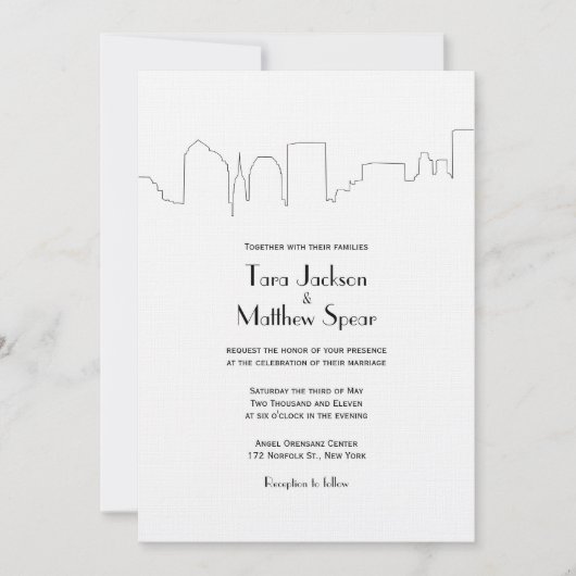 NYC Skyline Wedding Uitnodiging (Voorkant)