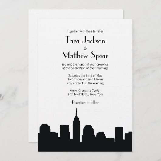 NYC Skyline Wedding Uitnodiging (Voorkant / Achterkant)