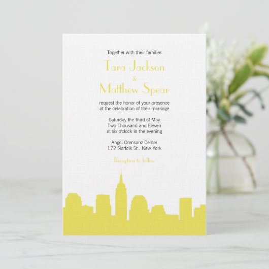 NYC Skyline Wedding Uitnodiging (Staand voorkant)