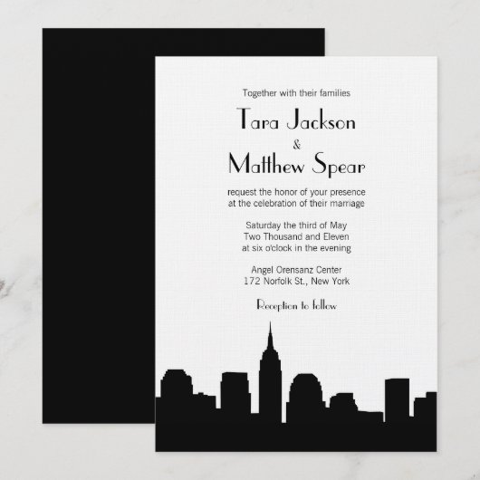 NYC Skyline Wedding Uitnodiging (Voorkant / Achterkant)