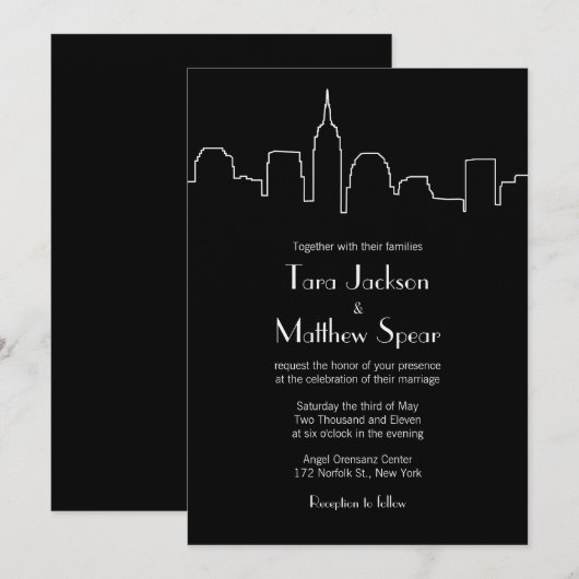 NYC Skyline Wedding Uitnodiging (Voorkant / Achterkant)