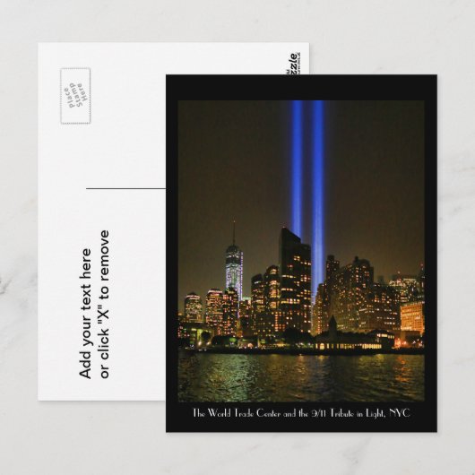 NYC Skyline: WTC 9/11 in Light 2013 #1 Briefkaart (Voorkant / Achterkant)