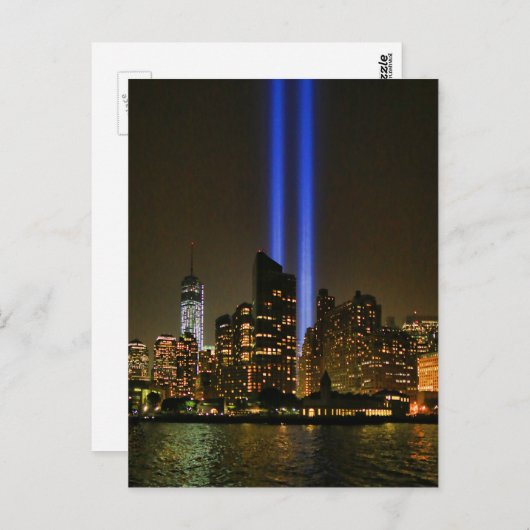 NYC Skyline: WTC 9/11 in Light 2013 #1 Briefkaart (Voorkant / Achterkant)
