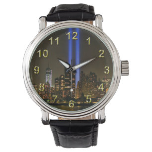 NYC Skyline: WTC 9/11 in Light 2013 #1 Horloge