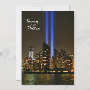 NYC Skyline: WTC 9/11 Tribute in Light #1 Wedding Kaart