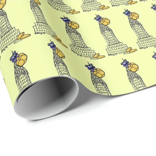 NYC Skyscraper Hanukkah Gelt New York City Holiday Cadeaupapier (Rol Hoek)