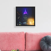 NYC Skyscraper Paars Empire State Building Night Canvas Afdruk (Insitu (Woonkamer))