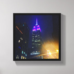 NYC Skyscraper Paars Empire State Building Night Canvas Afdruk