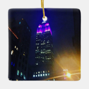 NYC Skyscraper Paars Empire State Building Night Keramisch Ornament