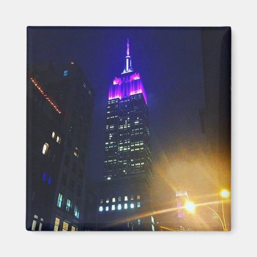 NYC Skyscraper Paars Empire State Building Night Magneet (Voorkant)