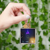 NYC Skyscraper Paars Empire State Building Night Sleutelhanger (Hand)