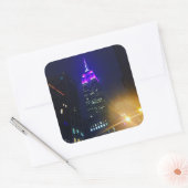 NYC Skyscraper Paars Empire State Building Night Vierkante Sticker (Envelop)