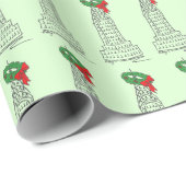 NYC Skyscraper Wreath Holiday New York Kerstmis Cadeaupapier (Rol Hoek)