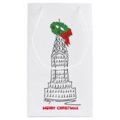 NYC Skyscraper Wreath Merry KerstNew York Klein Cadeauzakje (Achterkant)