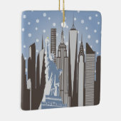 NYC Sneeuwvlokken Vierkant Ornament (Rechts)
