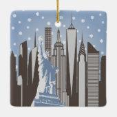 NYC Sneeuwvlokken Vierkant Ornament (Achterkant)