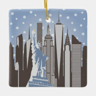 NYC Sneeuwvlokken Vierkant Ornament