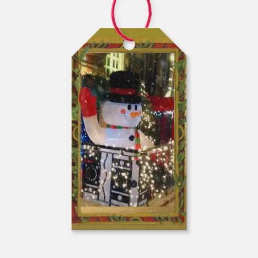 NYC Snowman-kaartje Cadeaulabel (Voorkant)