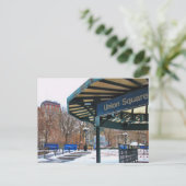 NYC Snowy Union Square in de winter Briefkaart (Staand voorkant)