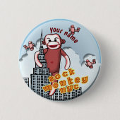 NYC Sock Monkey Ronde Button 5,7 Cm (Voorkant)