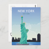 NYC-standbeeld van vrijheidsreizen behalve de datu Briefkaart (Voorkant / Achterkant)