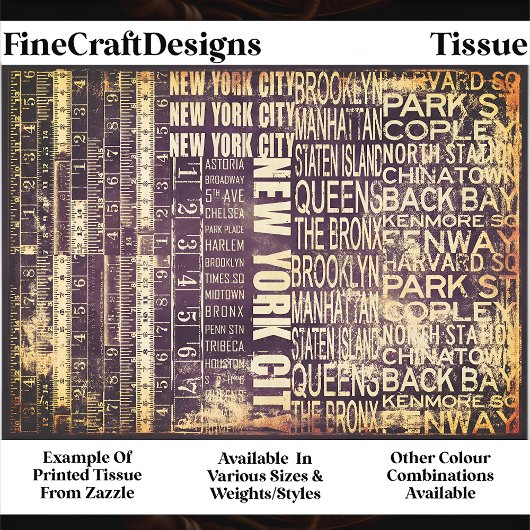 NYC Stedelijke Typografie Collage Paneel FB3 Decou Tissuepapier