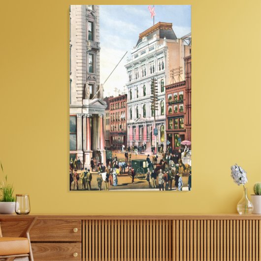  NYC Stock Exchange Illustration (1882) Canvas Afdruk (Insitu (Woonkamer))