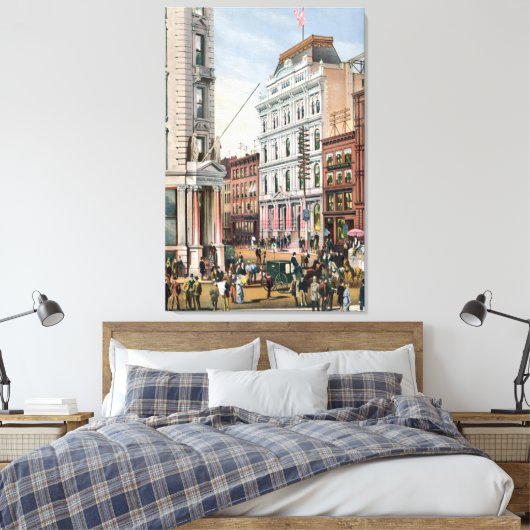  NYC Stock Exchange Illustration (1882) Canvas Afdruk (Insitu (Slaapkamer))