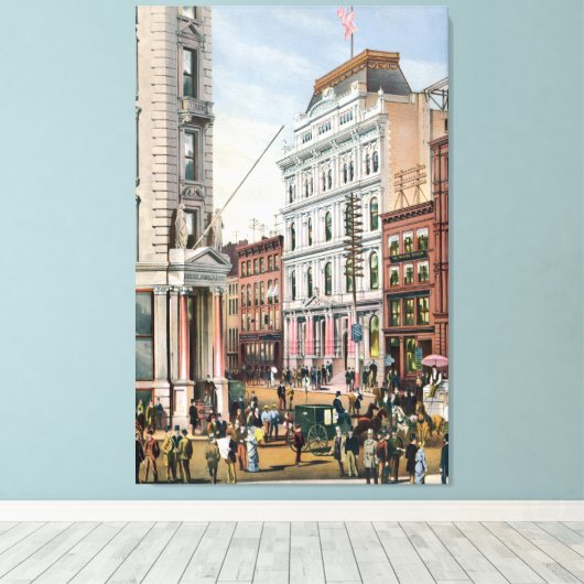  NYC Stock Exchange Illustration (1882) Canvas Afdruk (Insitu (Houten vloer))