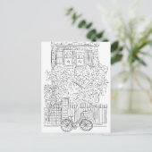 NYC Stoop Zwart-wit Sketch Briefkaart (Staand voorkant)