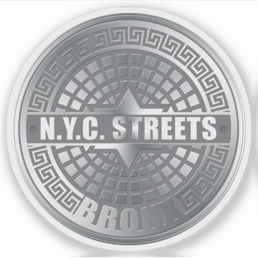 NYC Streets Bronx Manhole Hoesje Sticker (Voorkant)