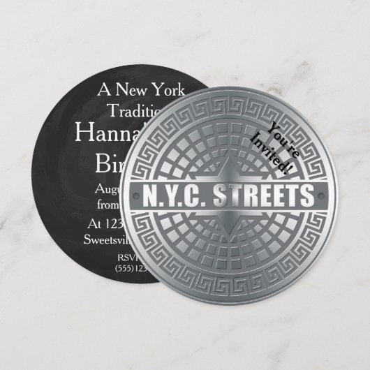 NYC Streets Manhole Hoesje Party Kaart (Voorkant / Achterkant)